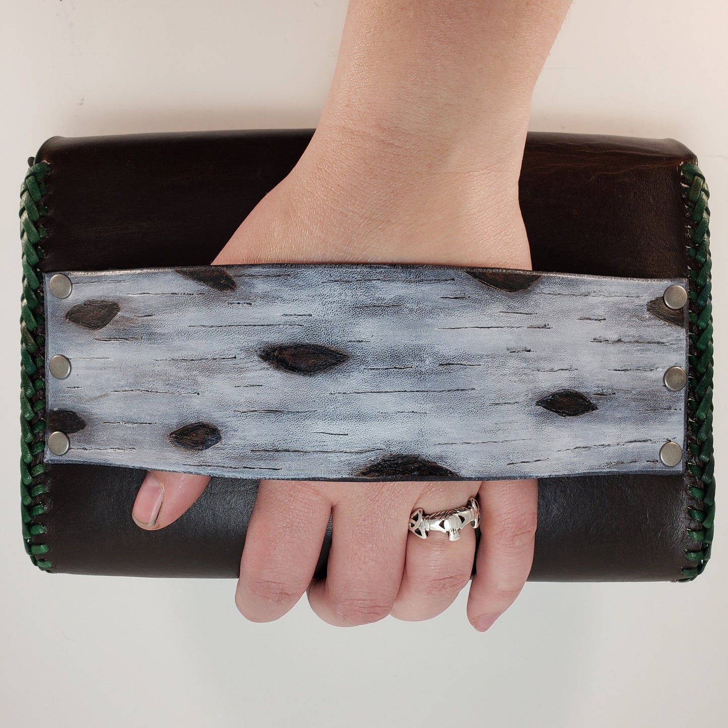 White Birch Leather Clutch